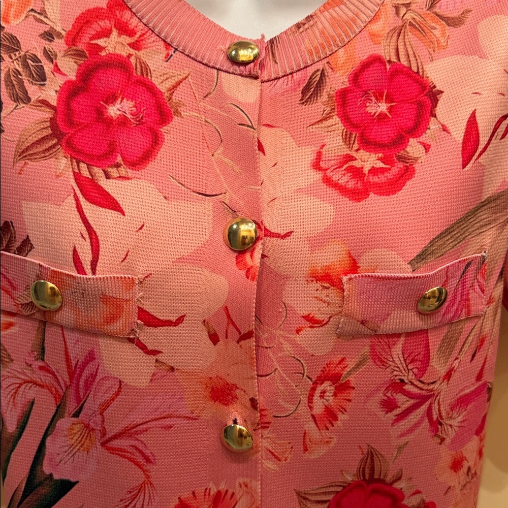 Zara Pink Floral Textured Knit Top Cardigan - Picture 2 of 6